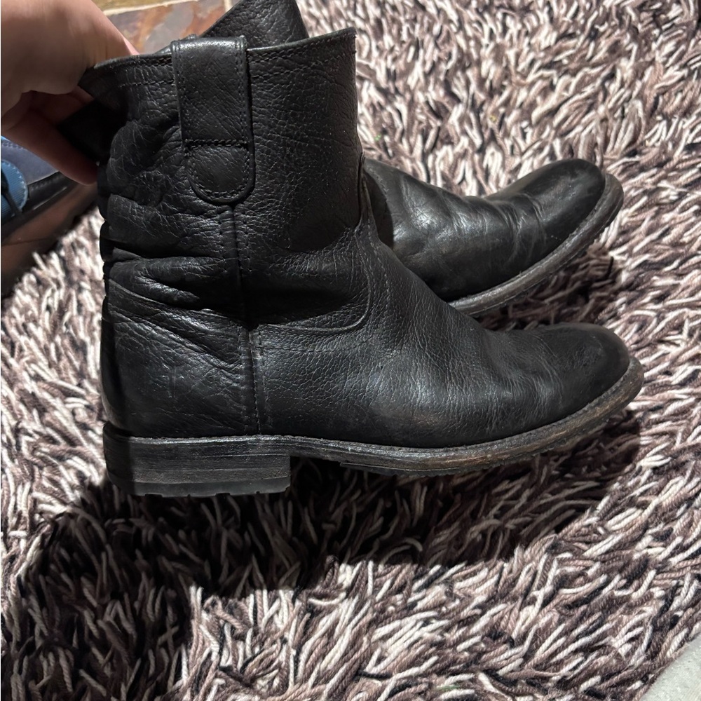 Frye Black Leather Ankle Boots